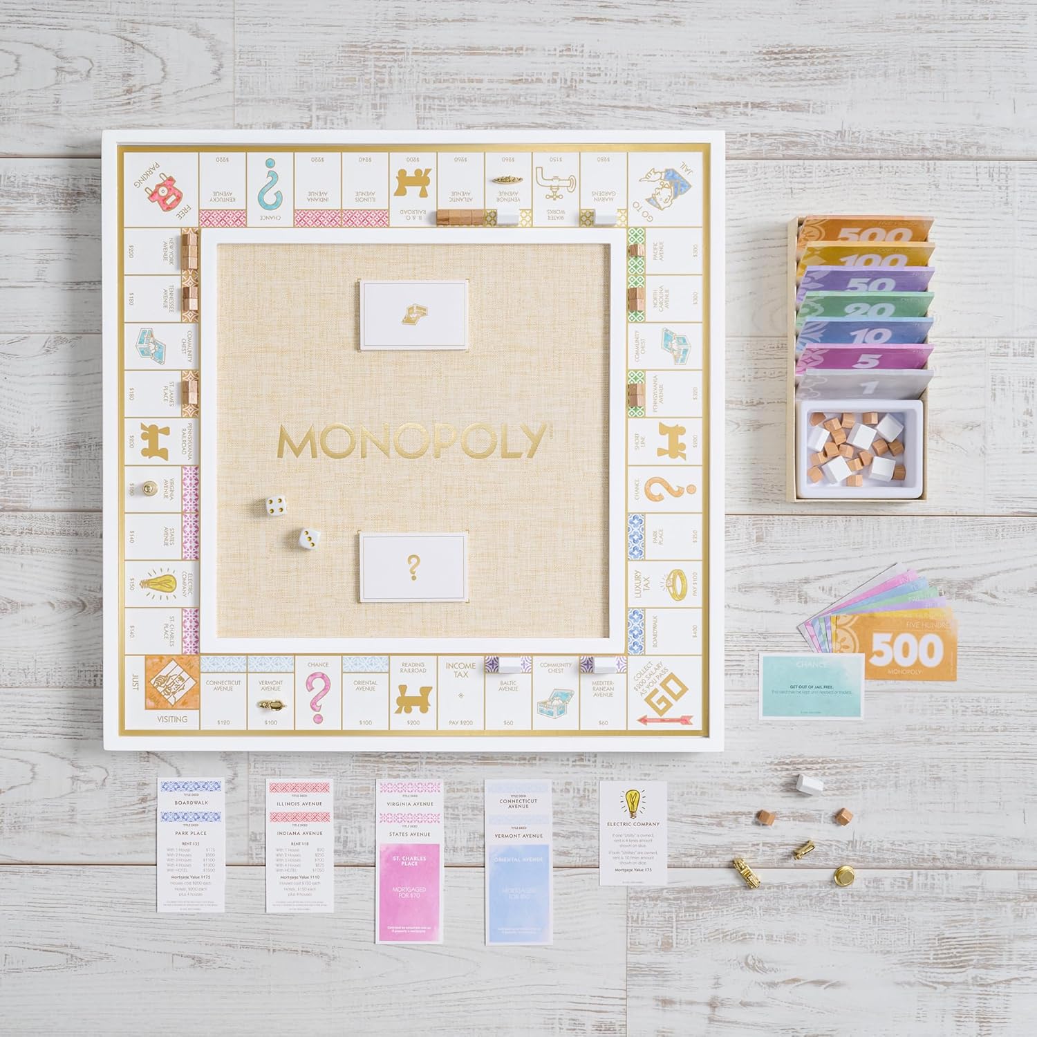 Deluxe White Wood Monopoly Boa - Board Game For 5 Players บทวิจารณ์และราคา