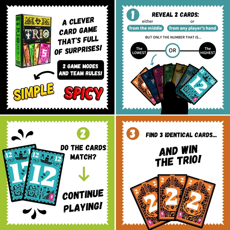Strategic Card Board Game TRIO - Board Game For 3 Players บทวิจารณ์และราคา