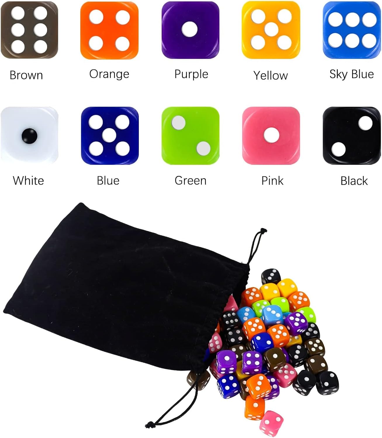 100 Pack 16mm 6 Sided Dice Set - Board Game Yahtzee บทวิจารณ์และราคา