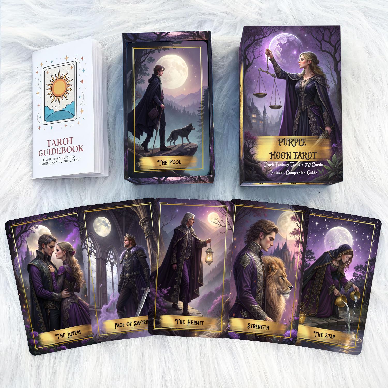 Purple Moon Tarot Cards Deck w - Board Game Oracle บทวิจารณ์และราคา